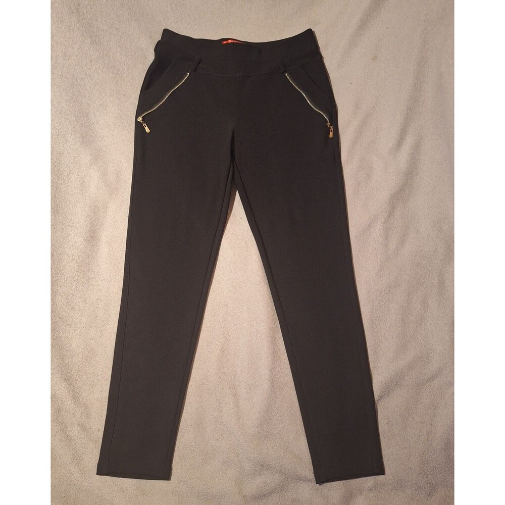 MAZE COLLECTION-Women's Size PM Black Stretchy Slimming Pants Jeggings Zipper